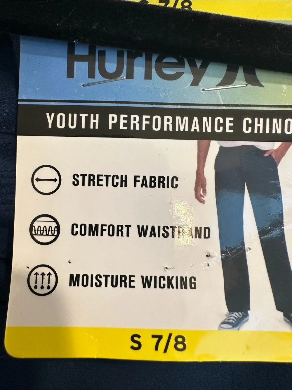 NWT Hurley Youth Performance Chino Pants Size S 7/8 Navy Boys Stretch Dress Pant